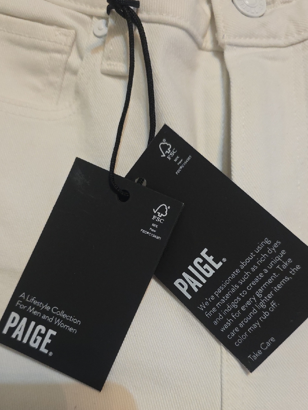 PAIGE White Cindy Crop Crisp White With Destroyed Hem Straight Leg Jeans Size 25 - Picture 5 of 11